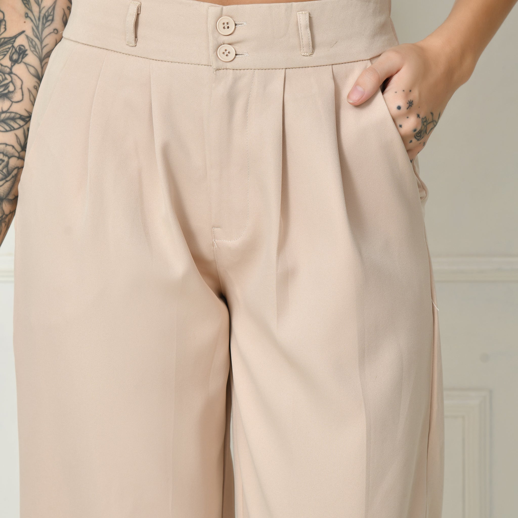 Beige Japanese pants for women